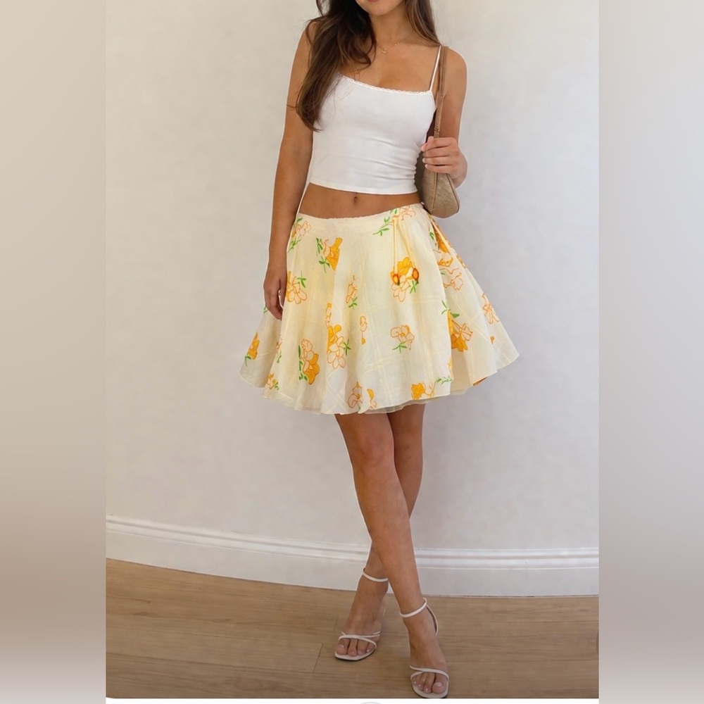 Miss Sixty Yellow Floral Circle Skirt